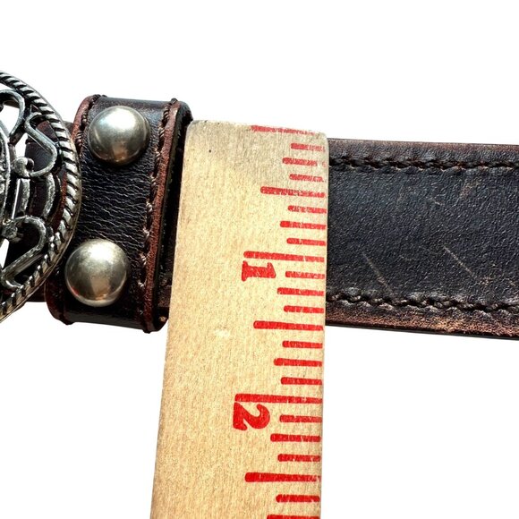 Olga Santini Leather Belt with Turquoise & Rhinestone Style Stones Small Brown - Picture 7 of 7